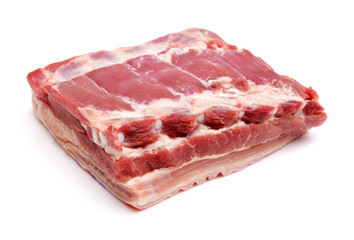 Pork belly on white background