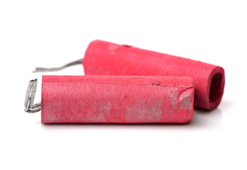 Red Firecrackers on white background 