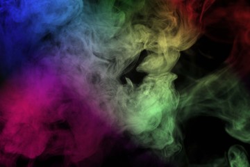 Naklejka na ściany i meble Abstract colorful smoke isolated on black background,Rainbow powder
