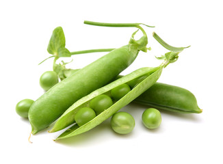 Fresh peas isolated on white background 
