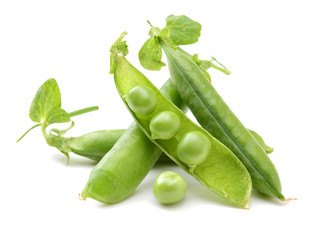 Fresh peas isolated on white background 