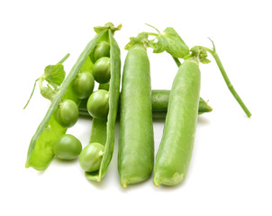 Fresh peas isolated on white background 