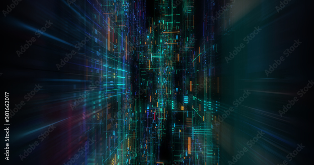 Poster abstract futuristic technological background, floating circuits, charts, digits elements. nano chip 