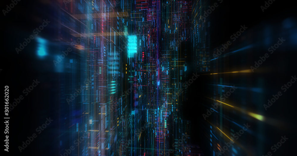 Poster abstract futuristic technological background, floating circuits, charts, digits elements. nano chip 