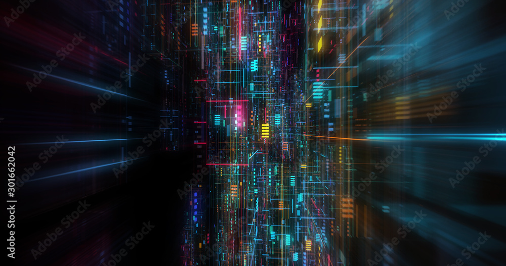 Poster abstract futuristic technological background, floating circuits, charts, digits elements. nano chip 