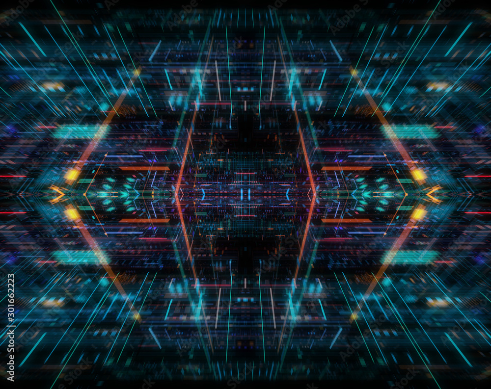 Poster abstract futuristic technological background, floating circuits, charts, digits elements. nano chip 