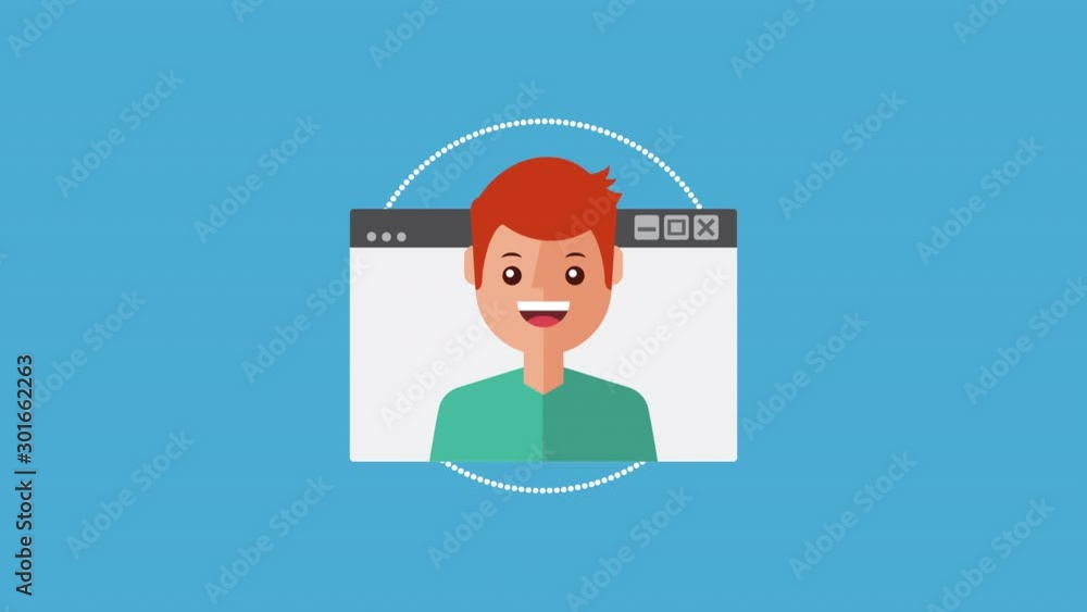Poster man with webpage templates