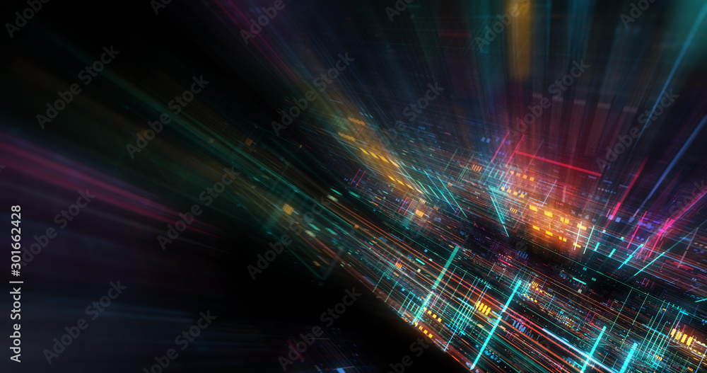 Poster abstract futuristic technological background, floating circuits, charts, digits elements. nano chip 