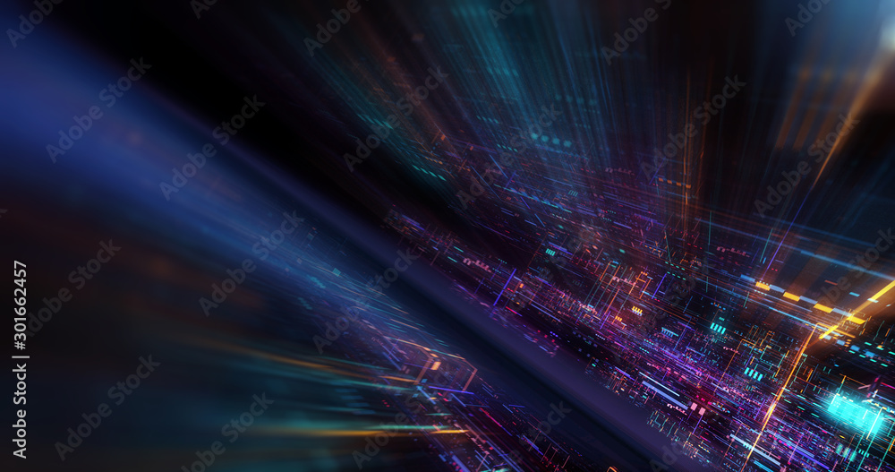 Poster abstract futuristic technological background, floating circuits, charts, digits elements. nano chip 