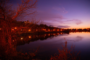 sunset over lake