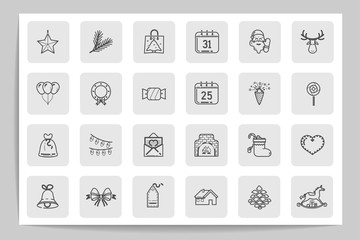 Set of christmas vector icons .