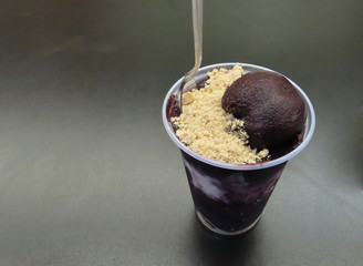 Acai in a cup with peanut flour