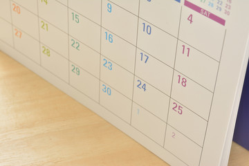 Calendar on a desk