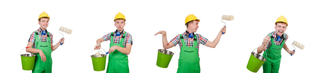 Funny painter isolated on white