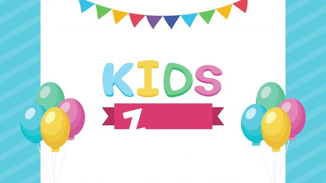 kids zone lettering with garlands and balloons helium