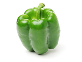fresh green bell pepper (capsicum) on a white background