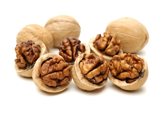 walnuts on a white background
