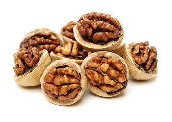 walnuts on a white background