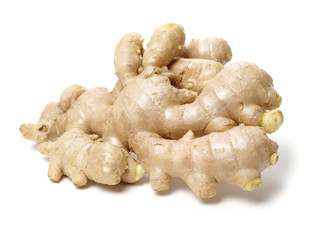 fresh ginger on white background 