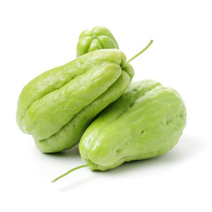 Chayote on white background