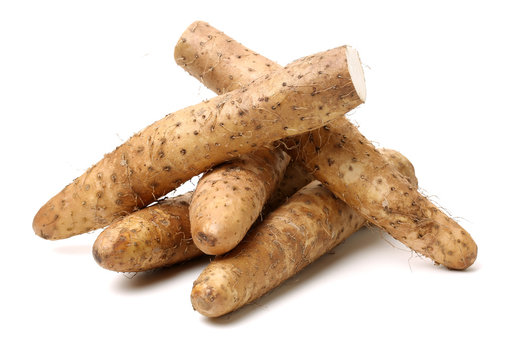 Chinese yam on white background
