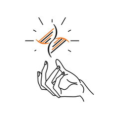 DNA Helix research concept. Outline thin line flat illustration. Isolated on white background. 