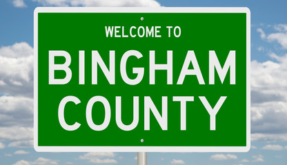 Rendering of a green 3d sign for Bingham County