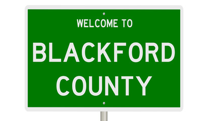 Rendering of a green 3d sign for Blackford County