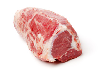 raw beef of leg on white background 