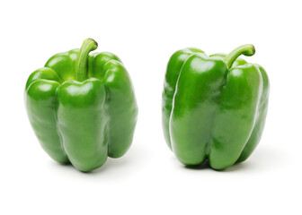 fresh green bell pepper (capsicum) on a white background