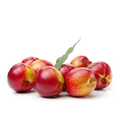 ripe peach on white background