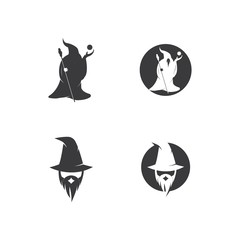 Black Wizard character logo vector