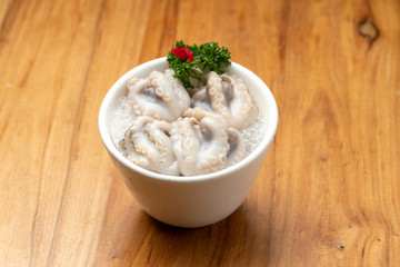 Small octopus, octopus on a plate