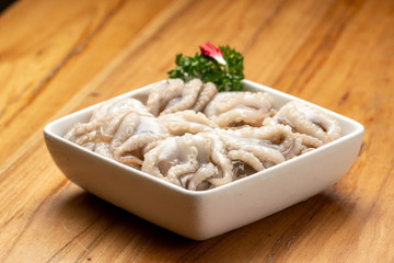 Small octopus, octopus on a plate