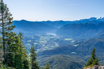 View from the Katrin. The Katrin is a mountain in Upper Austria near Bad Ischl and belongs to the Katergebirge