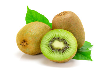 Fototapeta premium kiwi and slices isolated on white background