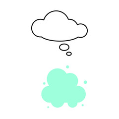 Set of simple icons with speech bubble and cloud