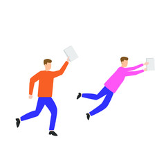  Set of flat cartoon characters isolated with two people with documents