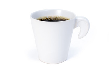 White cup of coffee isolated on white background included clipping path.Cup of coffee