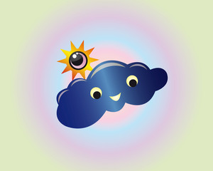  funny child sun and cloud, character, vector,