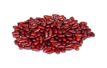 Closeup pile of red bean or kidney beans  isolated on white background. 