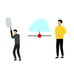 Set of flat cartoon characters isolated with man with cleaver, man and cloud hosting