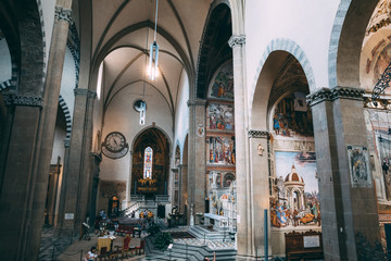 Fototapeta premium Panoramic view of interior of Basilica of Santa Maria Novella