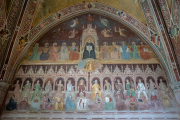 Fototapeta na wymiar Panoramic view of interior of Basilica of Santa Maria Novella