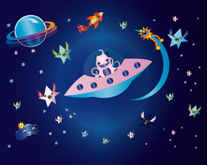 UFO Funny Space Character Vector