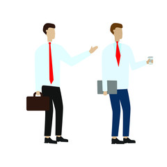 Set of flat cartoon characters isolated with two people in a business suit