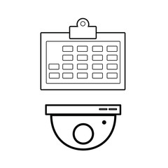 Set of simple icons with calendar and video surveillance camera