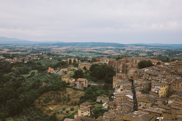 Fototapeta na wymiar Panoramic view of Siena city with historic buildings and streets