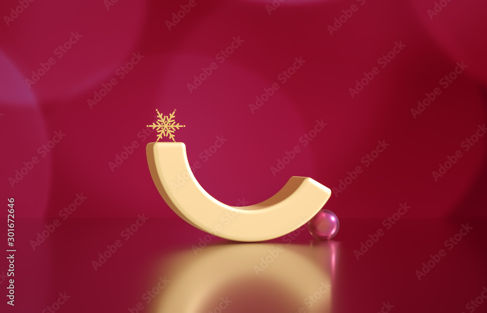 Aufkleber Empty cube box with bokeh background. Luxury cosmetic product display scene. 3d render.