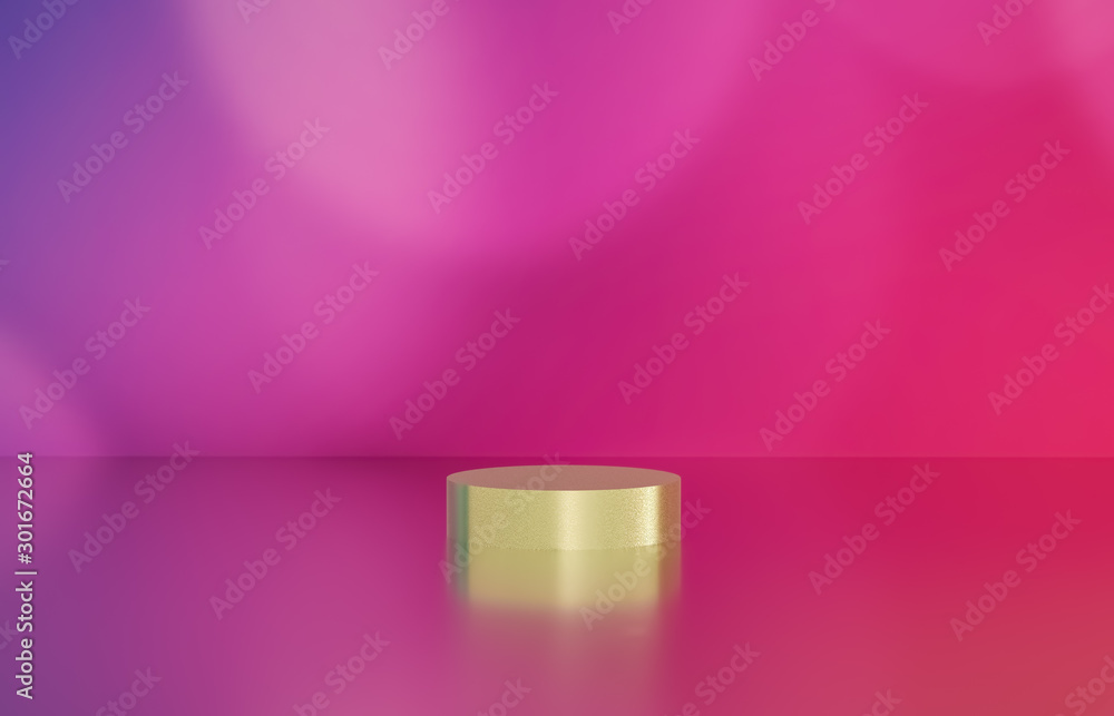 Fototapete empty cylinder box with bokeh background. luxury cosmetic product display scene. 3d render.